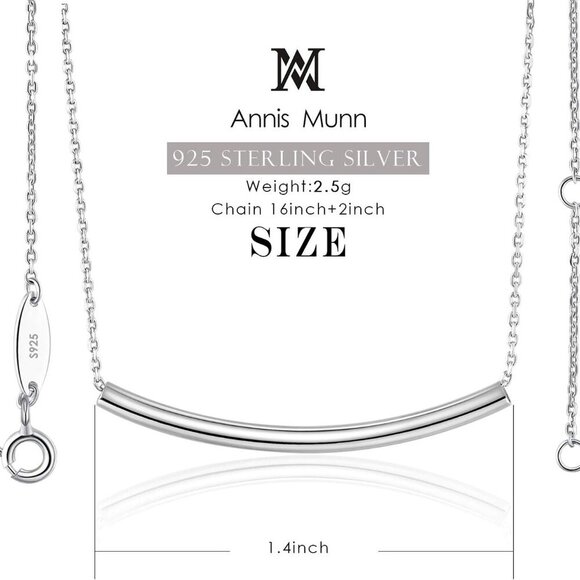 Balance Tube Bar Necklace - 925 Sterling Silver Bar Pendant Necklaces Simple Wom - Picture 3 of 7